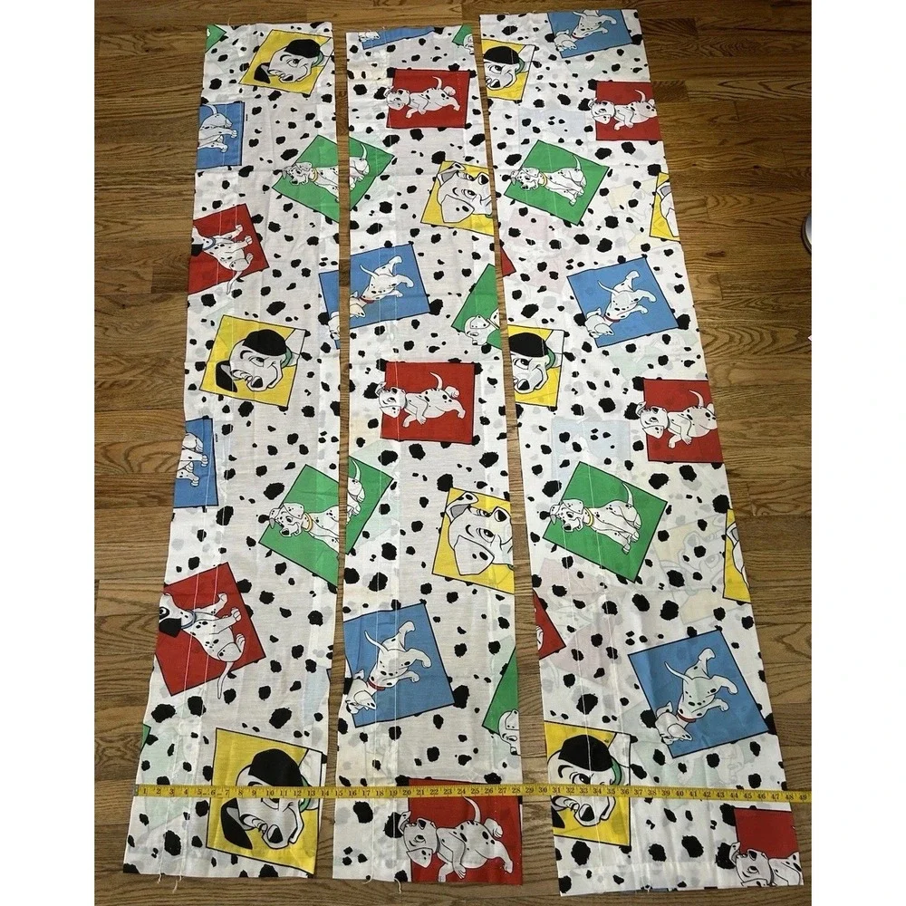 101 Dalmatians Unfinished Curtain Valances Unfinished Fabric Pieces Vintage 1993